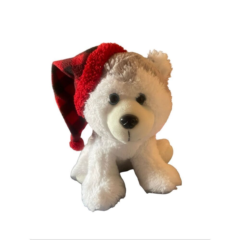 Dan Dee Red White Flurry Husky Christmas Plush Stuffed Animal 12"